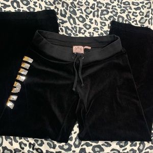 Juicy Couture black velvet flare pants